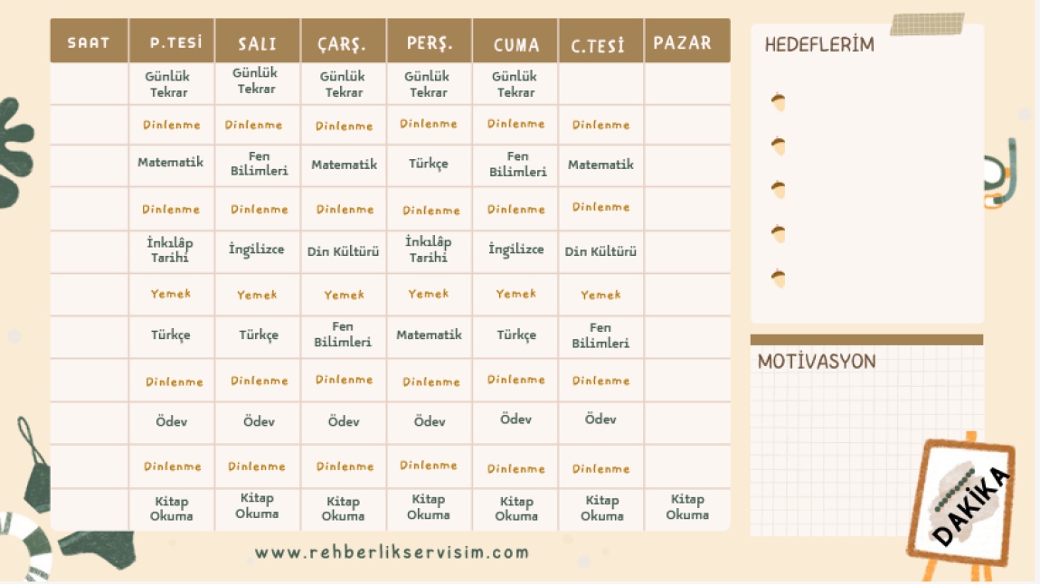 LGS Ders çalışma programı